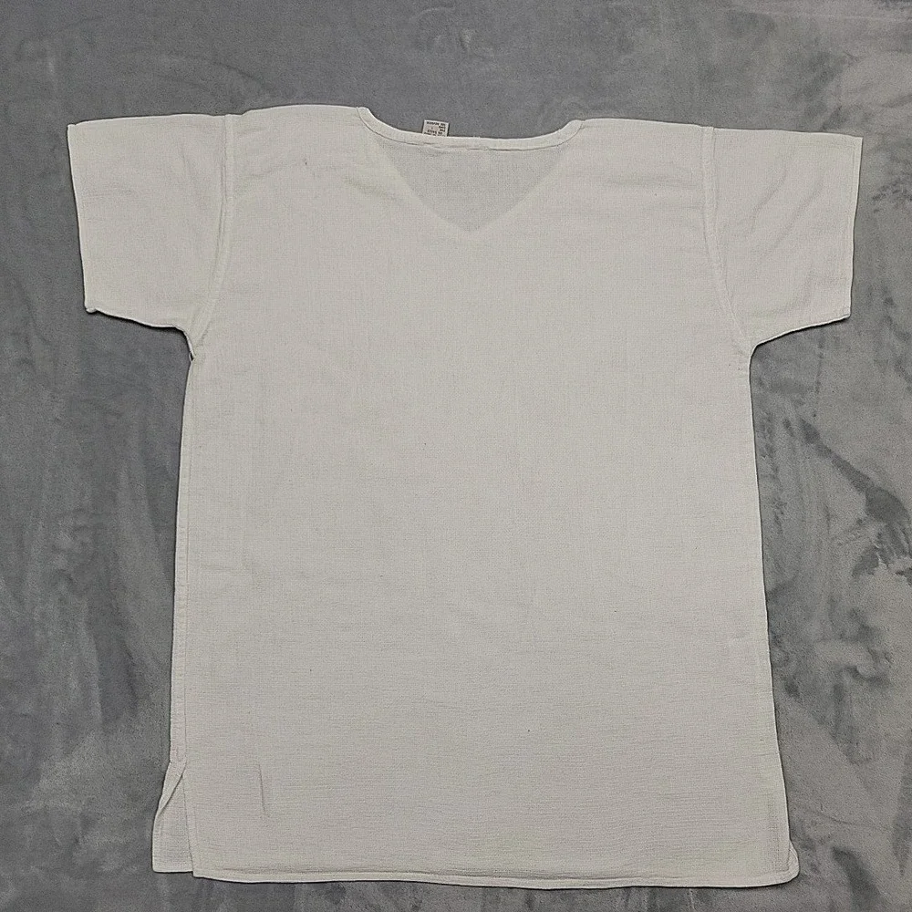 VTG Banana Republic Shirt Mens L White V-Neck Gauze Cotton Safari Travel
